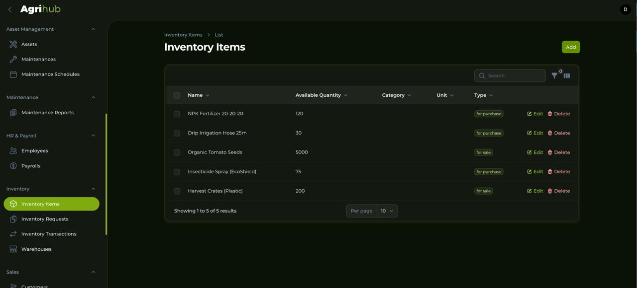 Clean and intuitive AgriHub interface
